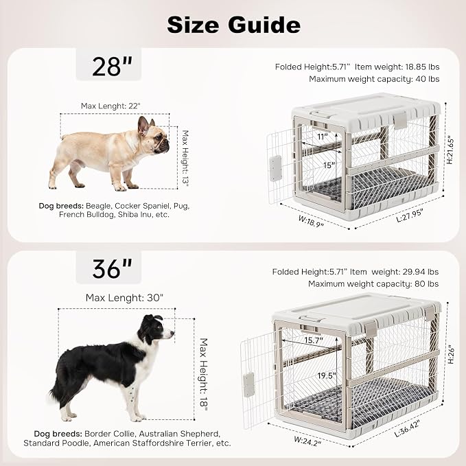ZOMISIA Collapsible Dog Crate with Bed Mat, 36'' Dog Kennel for Large Dogs | Foldable Portable Dog Kennel for Travel,Tool-Free Assembly,2 Rolling wheels & Handles for Indoor & Outdoor Use,Washable Cover