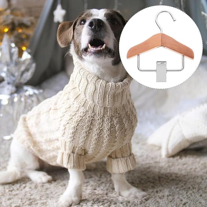 Cabilock Pet Outfit Hangers Small Hangers Wooden Dog Clothing Rack Pet Apparel Organizer