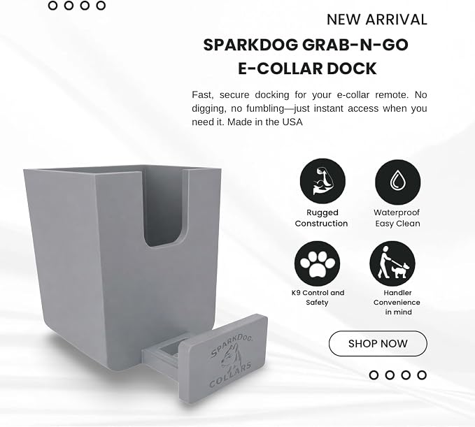 SparkDog GrabNGo E-Collar Dock, Fits Large RuffLand (Stone, Standard) | Crate-Mounted Holder for E-Collar Remote & Strap, Durable K9 Accessory for Dogs, Made in USA