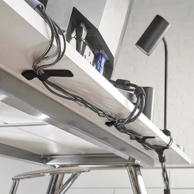 Cable Clams by Wrap-It Storage - 5" (18-Pack) Black | Cord Holder Strips with Adhesive for Desk Cable Management and to Hide Computer, Electrical, or TV Cords