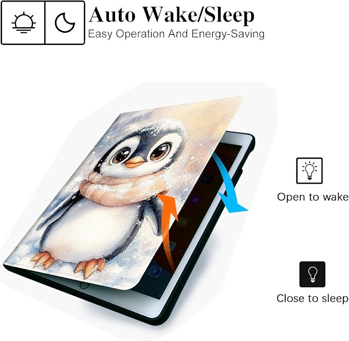 for Microsoft Surface Pro 11/10/9-13" 2024/2022 Tablet Case,Auto Wake/Sleep,Adjustable Stand Protective Cover - Cute Penguin