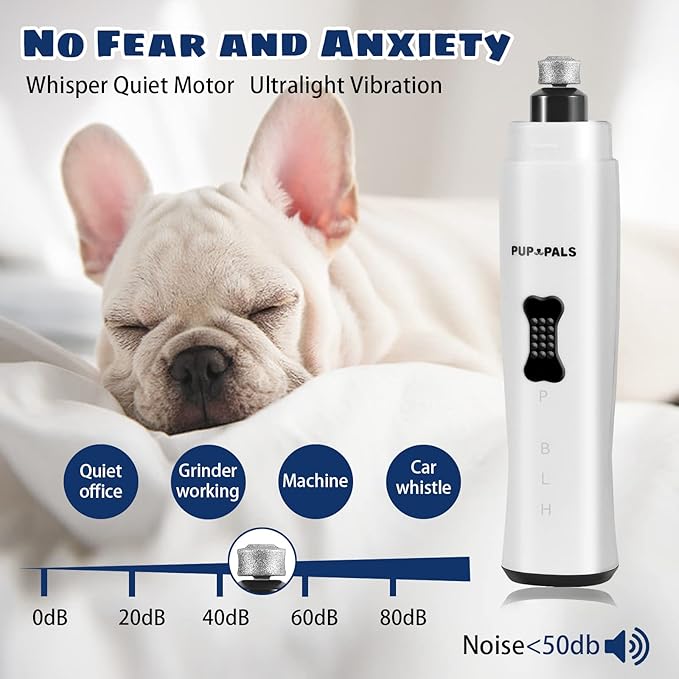 Upgrade Dog Nail Grinder with 5 LED Shadow Free Light, Dog Nail Trimmer Protect Pet Paws from Over Grinding with 2 Speed Super Power Motor, with one aditional Concave-Shaped Replacement Head