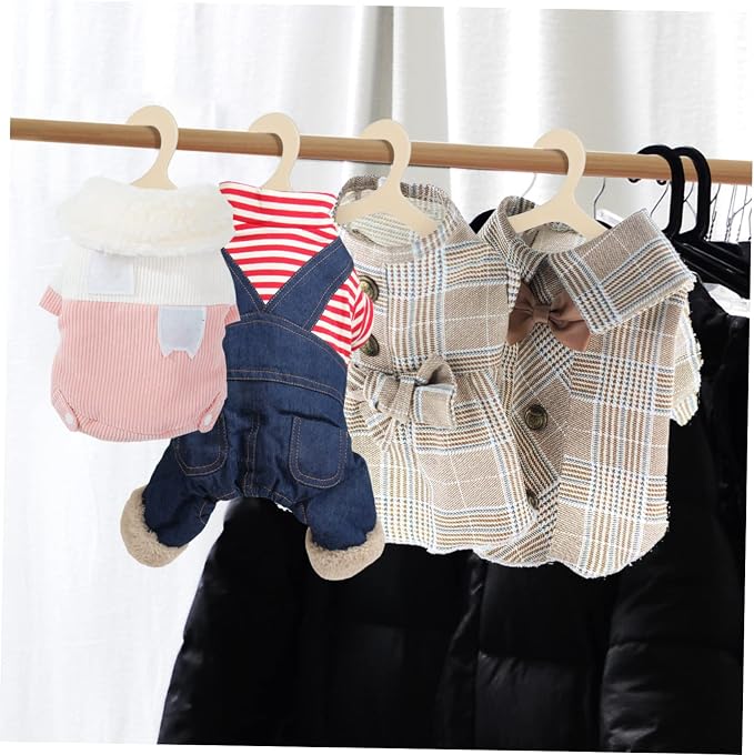 ABOOFAN 40 Pcs Pet Apparel Hangers for Small Dogs and Cats Beige Plastic Clothing Rack Lightweight Clothes Organizer to Prevent Deformation and Keep Pet Outfits Neat