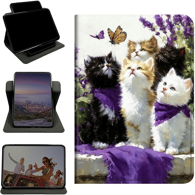 Case for Samsung Galaxy Tab A8 10.5" 2022 SM-X200/X205/X207, 360 Degree Rotating Stand with Multi-Angle Vertical & Horizontal Viewing Shockproof Shell for Women Men, Lavender Cat