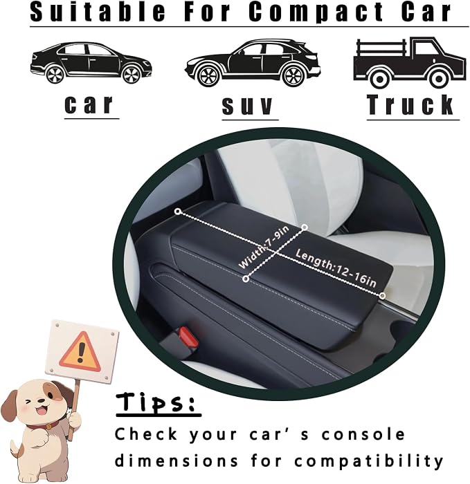 Center Console Dog Car Seat for Small Dogs Up to 11 Lbs | Anti-Collapse Booster Armrest Pet Bed For Chihuahuas And Yorkies, Black