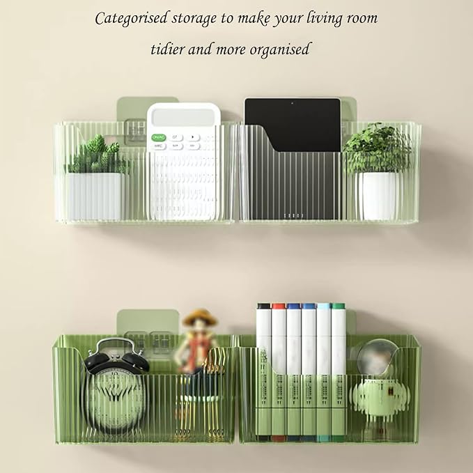 Lae Nuvole Adhesive Cabinet Door Organizer, 2 Pack Wall Shower Caddy, Green | 4 Adhesive Straps, No Drill Wall Mount, Renter Friendly, BPA-free stackable; Fits Bathroom, Kitchen, Apartment, Pantry, RVs