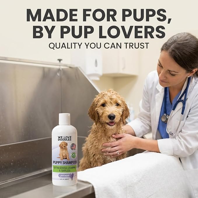 Puppy Shampoo & Conditioner | Made in USA | Tear Free | Best Shampoo for Puppies | Sensitive & Itchy Skin Wash | Oatmeal Bathing | Tearless, Lavender, 8oz [We Love Doodles]