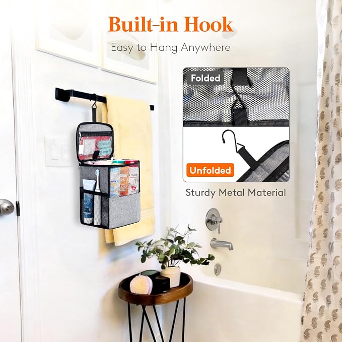 Lifewit Shower Bag Mesh Shower Caddy Portable College Dorm Room Essentials Tote Bag for Bathroom, Gym, Travel, Camping Quick Dry Hanging Shower Organizer Basket Toiletry Bag, Medium, Grey | Portable, Quick Dry, College Dorm Room Essentials, Tote Bag fo...