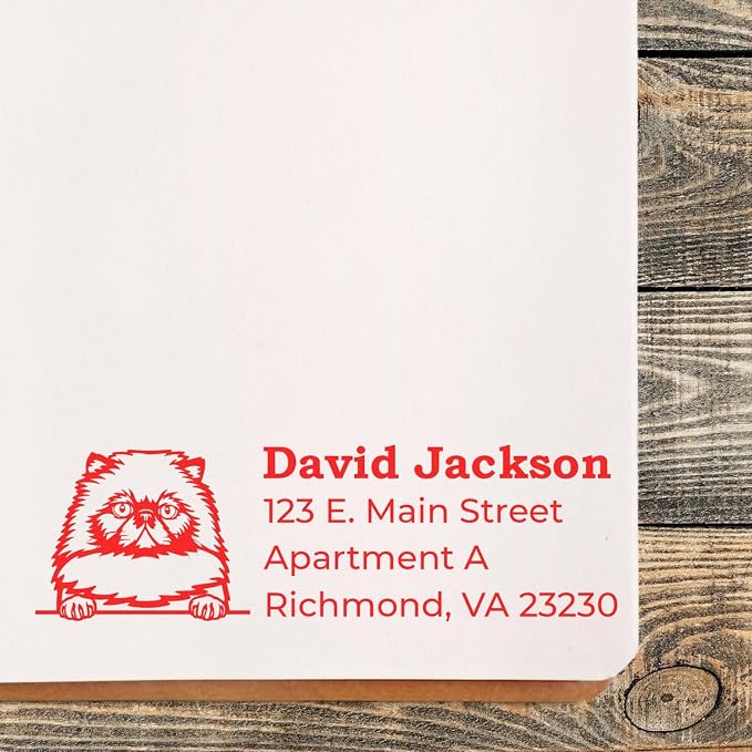 Self-Inking Peeking Himalayan Cat Custom Address Stamp, Easy Press and Print Stamping, Available in 11 Ink Colors, Rectangular Design, Size 7/8" x 2-1/4"