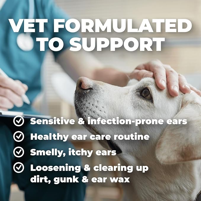 Mighty Petz Dog Ear Cleaner – Gentle Pet Ear Wash for Routine Ear Hygiene For Dogs and Cats 8 oz