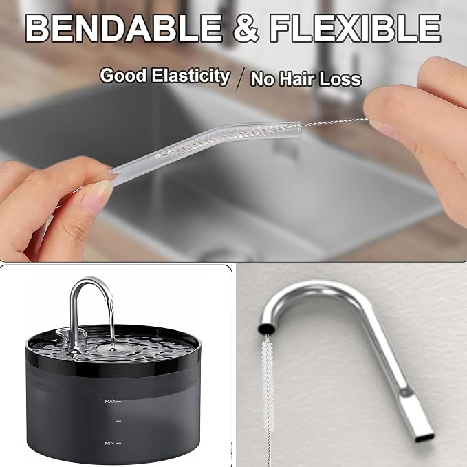 9PCS Pet Water Fountain Cleaning Kit with Compressed Sponge and Storage Box | Dog and Cat Water Fountain Brushes Fit Most Pet Water Dispensers,Pet Drinking Dispenser Cleaning Kit Cleaning brush