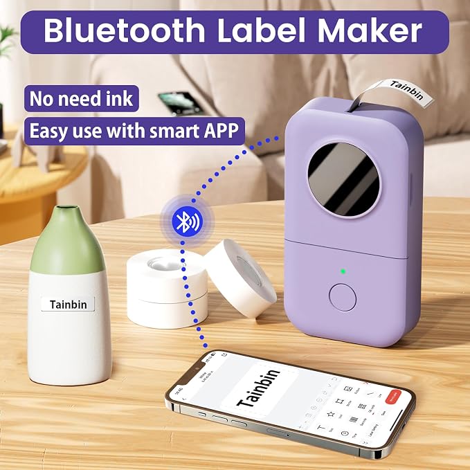 Phomemo D30 Portable Thermal Printer, Bluetooth Mini Label Maker Machine | Lightweight Portable Printer Small Label Maker, Abundant Templates Fonts & Icons for Kids Home School Office, Easy to Use