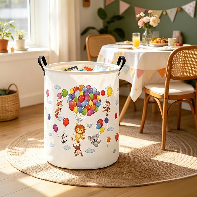 Cute animal Storage Bin Foldable Nursery Basket | Foldable with Waterproof PE Coating Organizer Bin for Kids Boys and Girls,Office,Bedroom,Clothes