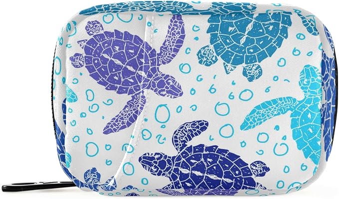 Turtle Ocean Animal Pill Case, Weekly Portable Pill Bag Container 7 Days Cute Pill Box Organizer Vitamin Supplement Holder with Zipper for Travel Family Business