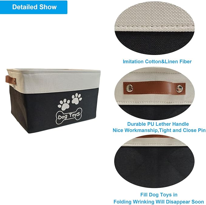 Collapsible Dog Toy Basket Foldable Dog Toy Box Bin for Pet Chew Toys Accessory