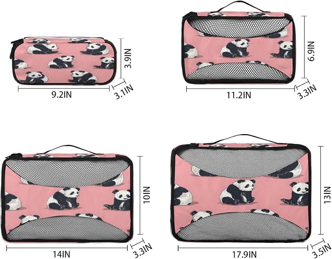 Packing Cubes for Travel, Precious Pandas Travel Luggage Packing Organizers for Women Men, Large Custom Toiletries Bag for Clothes Shoes, Cute Panda