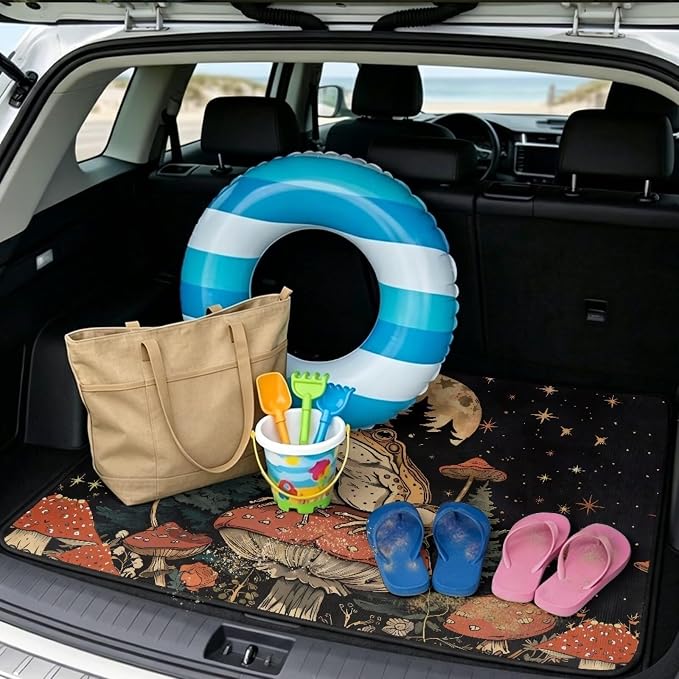 Mushroom Frog Cargo Liner Dustproof Floor Mats Non Slip Trunk Protection Mat Universal for Cars, SUV, Vehicle, Backing Rear Trunk Liners for Picnic Camping