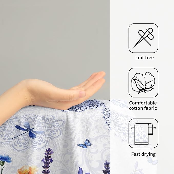Giwawa Navy Flower Hand Towels Set of 2 Blue Floral Decorative Soft Microfiber Face Towel Kitchen Dish Towels for Bathroom Home Hotel Gym Decor