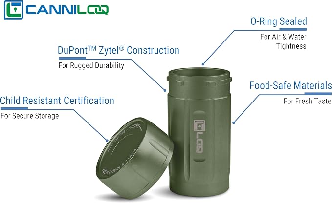 TXD120 Airtight Storage Jar and Smell Proof Container Keeps Herbs Fresh for Months, 120ml, Green Body, Green Cap