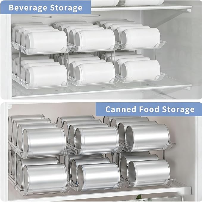 Can Organizer Rack, Four Layers | Clear PET Kitchen Storage Shelf with Tiered Open-Front Access, Vertical Cabinet Countertop Use