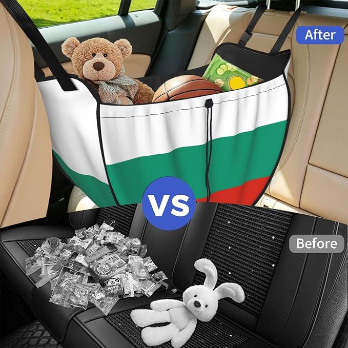 Flag of Bulgaria Car Seat Organizer-Backseat Storage Bag for Travel | Waterproof Durable. Holds Snacks Gear Essentials. Fits Most Cars.