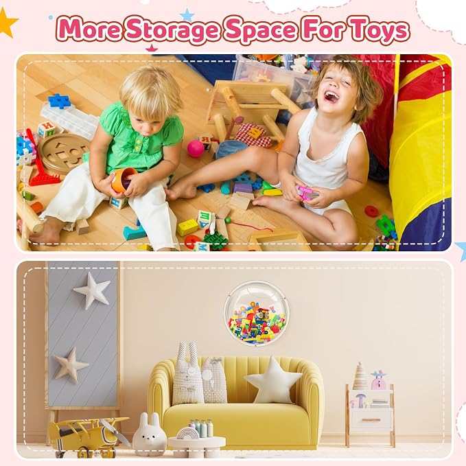 2 Pack Acrylic Wall Organizer Acrylic Toy Dispenser for Wall, Toy Storage Display with Back Panel Hanging Clear Holder for Blocks, Snacks, Cars