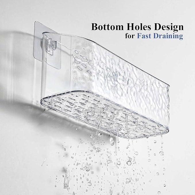 Bath Toy Storage 2 Packs, Large Bath Toy Holder - No Drill, Quick-Dry | BPA-Free Bathtub Toy Organizer, Wall-Mounted Adhesive Shower Caddy, Bathroom Toy Basket & Bin for Baby, Toddler, Kids, Wave