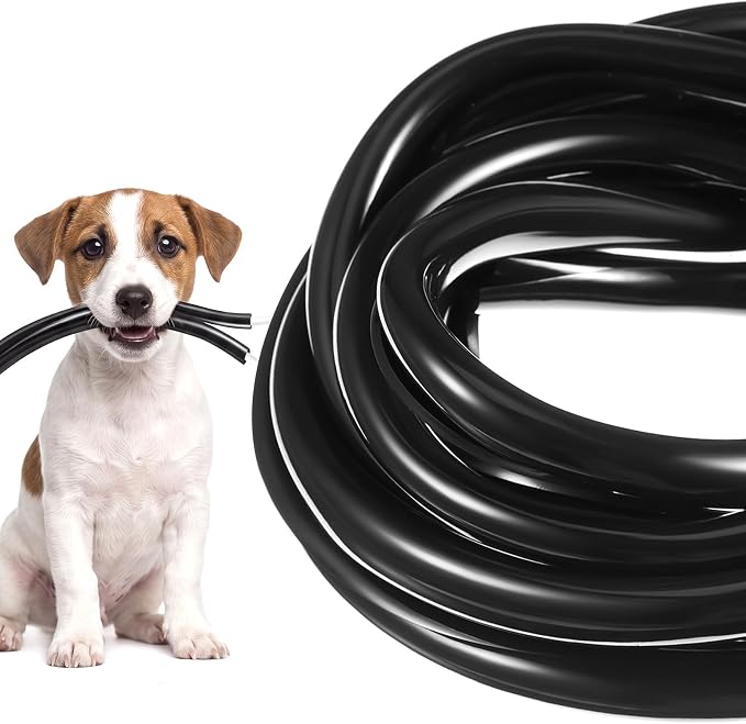 Pangda 30 ft Cord Protector for Dogs and Cats, 2 mm Thick 1/2 Inch, Black