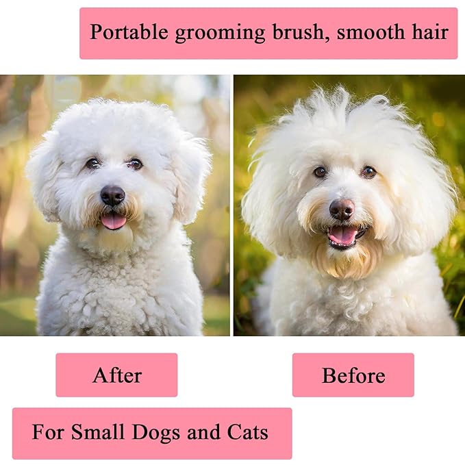 Dog Grooming Brush, Soft Puppy Massage Brush, Pet Hair Bathing Brush Comb, Hangable Grooming Tool for Poodles, Teddy, Yorkies, Maltese, Shih Tzu, Chihuahua (Dark Pink)