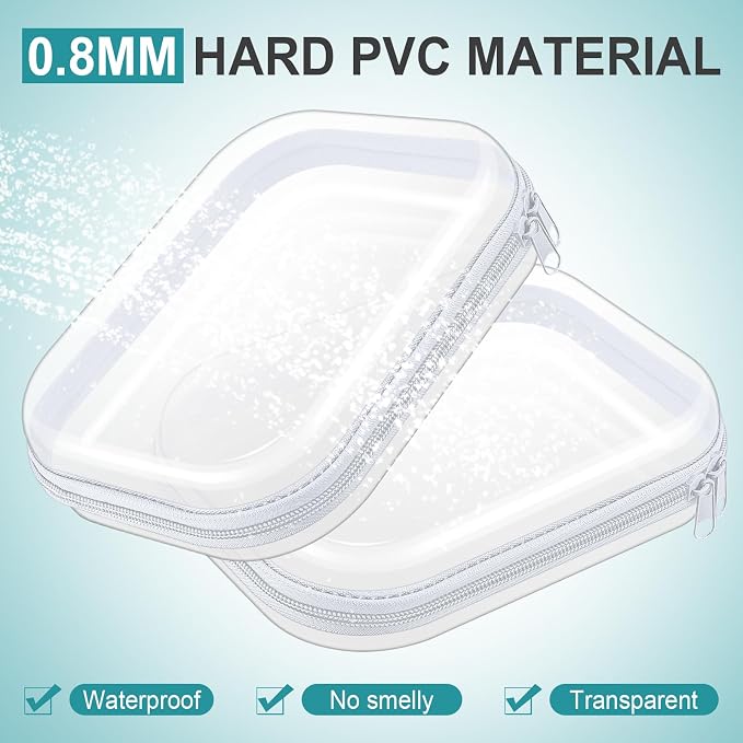 Ceenna 2 Pcs Clear Zipper Case Hard Shell Pouches,2 Medium | Multiple Sizes Plastic Makeup Bags Pencil Case Organizer Diaper Bag Pouches Clear Travel Toiletry Bag for Women