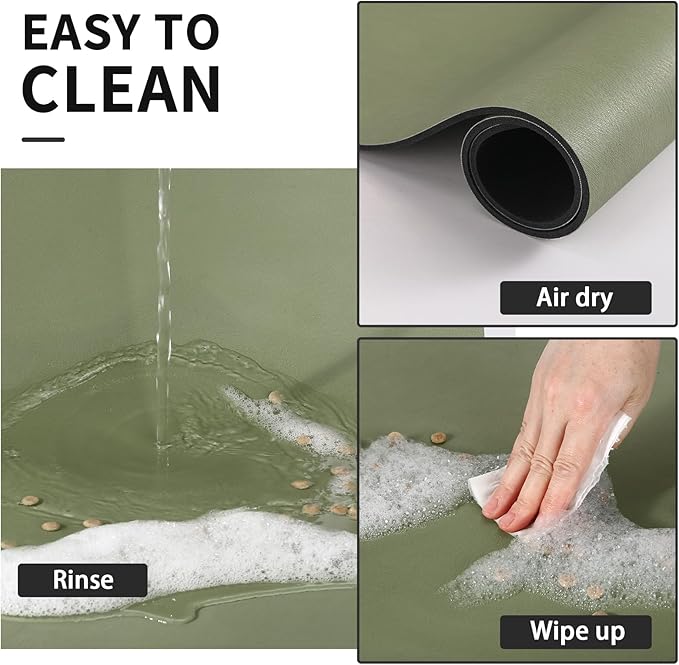 HotLive Dog Food Mat - Absorbent Cat Mat for Food and Water, No Stains Pet Feeding Bowl Mat, Easy to Clean Pet Placemats, Quick Dry Dog Water Dispenser Mat for Messy Drinkers | Green 18"x 28"