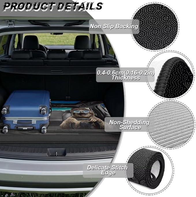 Funny Driving Animal Car Trunk Mat Universal Size 29" x 39", Funny Sloth Cargo Liner Suitable Picnic Camping Auto Protective Mat, Trunk Liner for Families/Travel Enthusiasts
