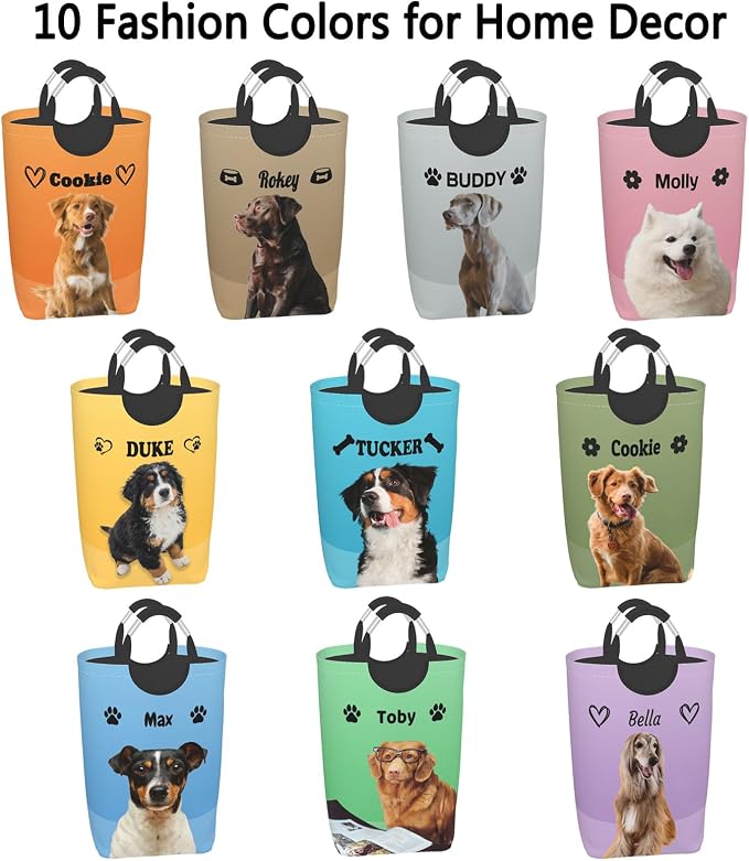 Personalized Extra Large Dog Toy Storage Basket Bin Collapsible Custom Pet Stuff Box Chest Container for Living Room Organizer for Dog Toys,Dog Food,Blankets,Clothing (Lavender)
