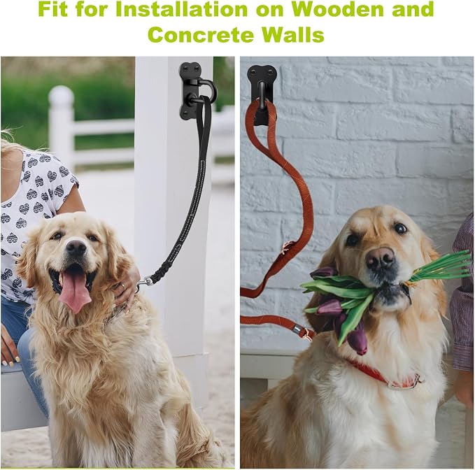 2Pack Dog Leash Hooks for Wall Black Dogs Leash Holder Wall Mount Dog Hook for Leashs for Indoor & Outdoor Use - Secure and Escape-Proof Hook for Dogs Leashs Storage