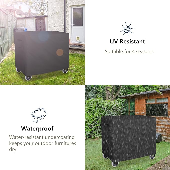 Bitubi Service Cart Cover for 500-Pound Capacity Service Utility Cart,Heavy Duty Waterproof Utility Cart Cover - 35''L x 18.5''W x 31''H(Black)