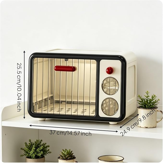 harayaa Storage Cabinet Kitchen Organizer Cup Rack Cabinet Cupboard with Drainage Pegs and Tight Seal Doors Made of PP and PET Suitable for Infant countertop use Cottage, Green