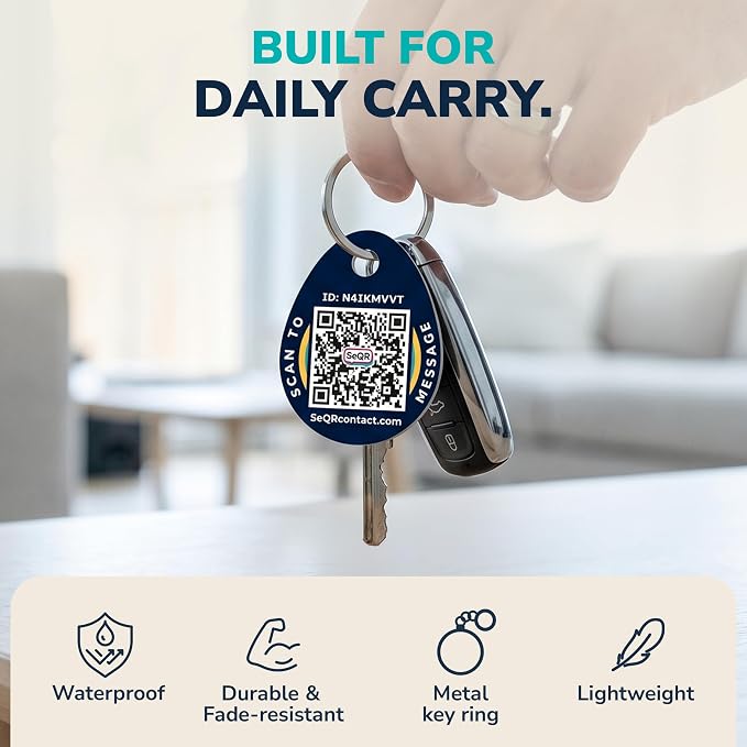 Smart Keychain Messaging Tags | Key Recovery Privacy QR Tags, 2-Pack | Lost Key Privacy Messaging | Customizable QR Smart Keychain Tags | Use as Owner ID with Samsung GPS Tile Tracker | No Fee