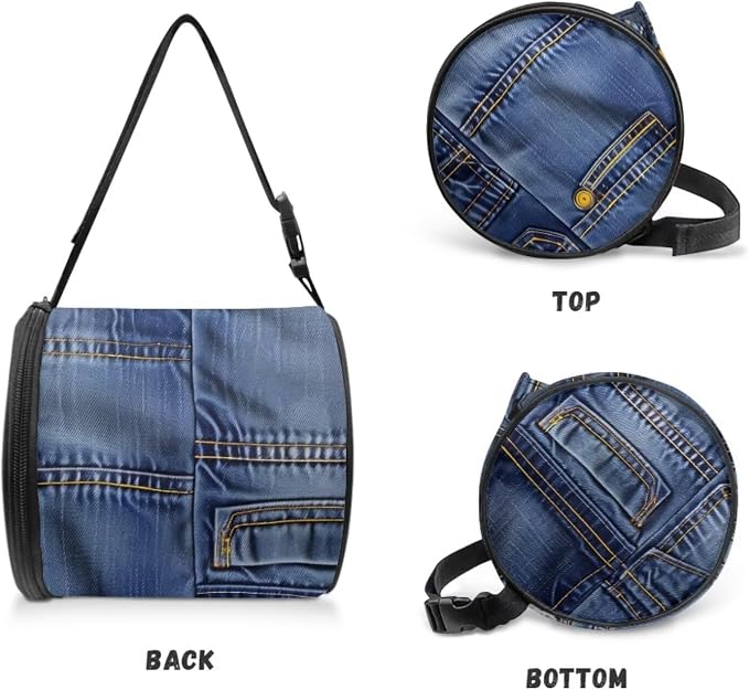 Hanging Bathroom Toilet Paper Tissue Holder Wall Mounted Tissue Towel Roll Holder with Adjustable Strap Easy Installation,Denim Patchwork Pattern