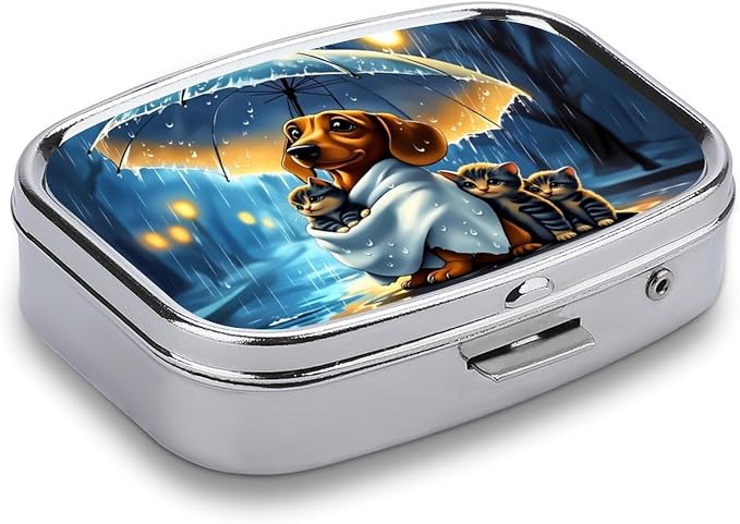 Pets Durable Metal Pill Case for Daily Use, 2 Slot Medicine Box Organizer,Leak Proof Travel Pill Container for Vitamins, Compact Pocket Medicine Holder for Seniors,Holiday Gift