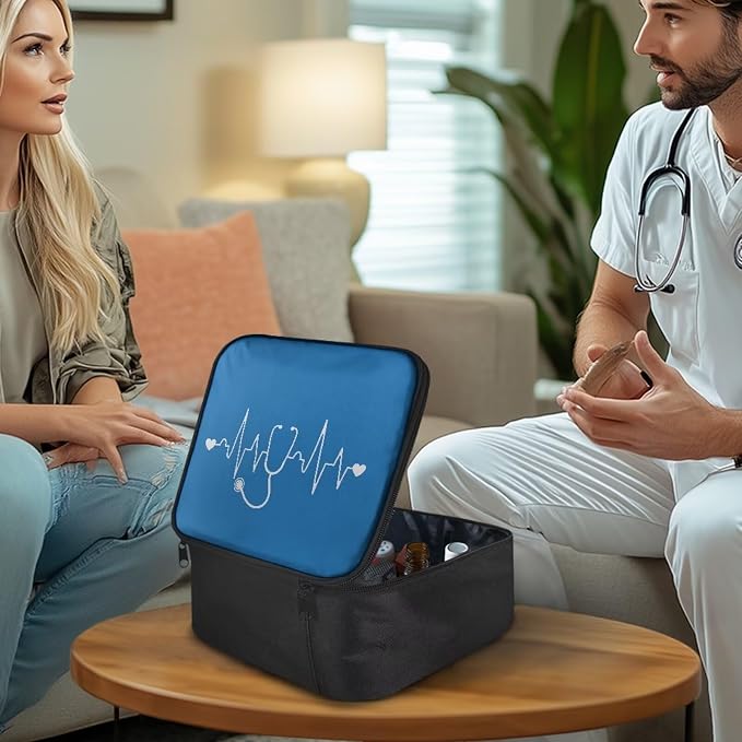 First Aid Bag Empty Medium Medical Bag Nurse Stethoscope Blue Travel Medicine Kit Bag for College Dorm Student Medical Supplies Organizer Bag Portable Kit for Traveling