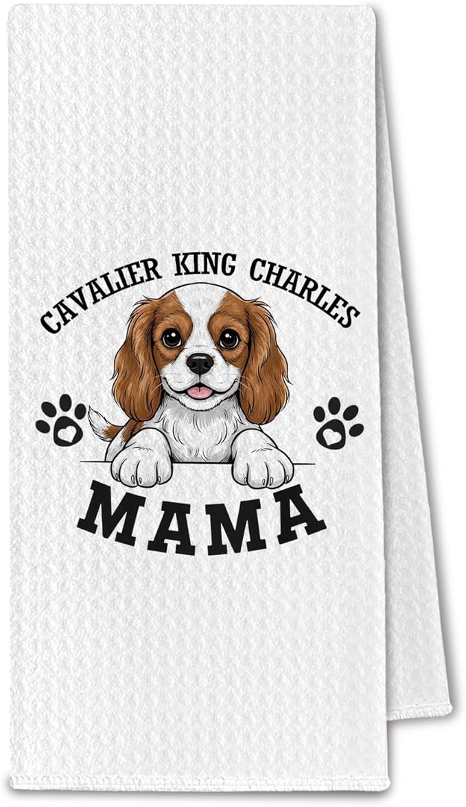 Cavalier King Kitchen Towels, Dog Mama Cavalier King Charles Spaniel Gifts for Women & Dogs Moms, Dog Lover Gifts Decorative Hand Towels for Bathroom, 16x24 Inch