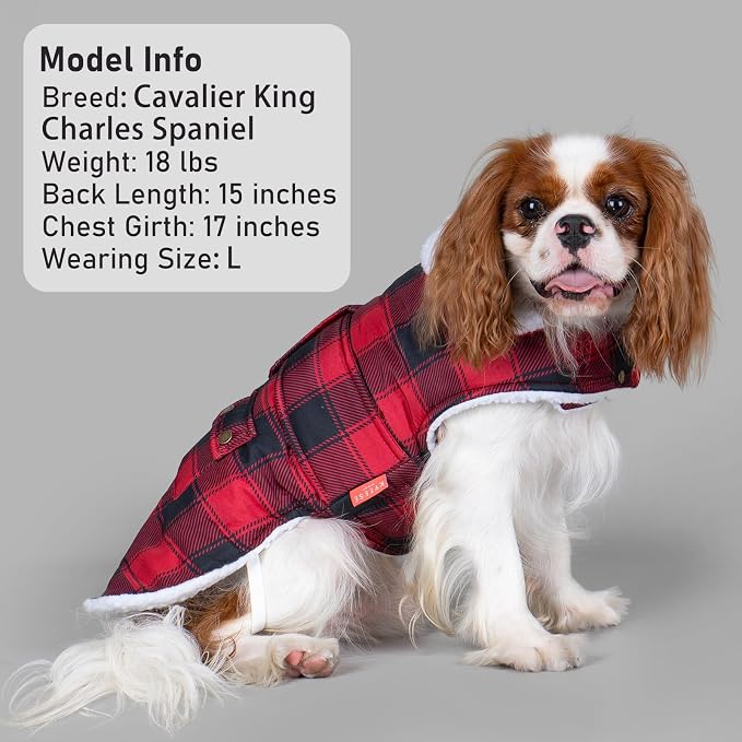 KYEESE Dog Coat Soft Pet Coat with Leash Hole Windproof Dogs Jacket with Fleece Lined Warm Pets Clothes for Cold Weather Thick Pet Winter Puffer Coat with Pocket Waterproof Dog Coats for Large Dogs