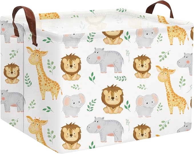 Baby Basket Woodland Storage kids Baby Boy Girls Basket Rectangular Storage Bin Organizer Boxes for Room Decor Books(Baby Hamper)