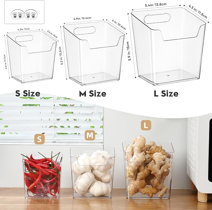 8-Pack Cabinet Door Organizer Adhesive, Hanging Storage Bins, Stick on Small Wall Basket, Makeup Organizer Caddy, Under Inside Cabinet Storage Container for Kitchen, Bathroom Organizer, Office, Dorm