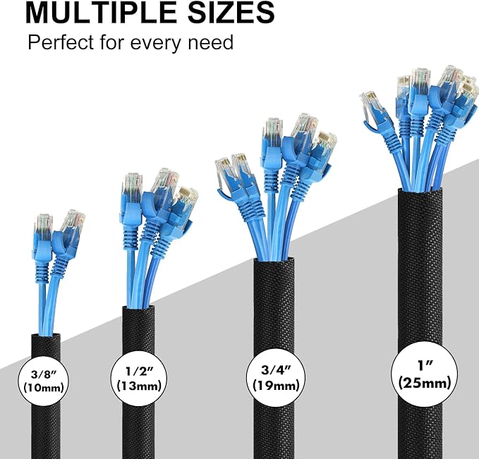 Secbolt Cord Protectors from Pets No Chew, 25FT - 1/2 Inch, Black | Durable Cord Covers for Pets, Bite-Resistant Wire Protector for Cats, Dogs, Rabbits