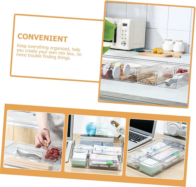HOMSFOU 2pcs PET Drawer Organizing Boxes Dividers Desktop Storage for Office Supplies Makeup and Sundries for Home and Office Use