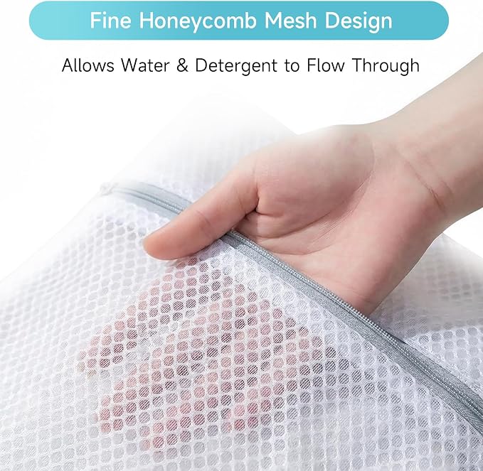 GOGOODA Mesh Laundry Bags Large Wash Bags for Delicates Large Size | Honeycomb Machine Wash Bags for Sweater, Jeans, Shirts(4 Large)