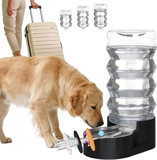 RIZZARI 9L Dog Water Dispenser: Black Stainless Steel Automatic Gravity Feeder - Helps Prevent Urinary Stones - Ideal for Active Dog Owners & Multi-Dog Homes-Perfect for Home -Garage & Balcony Use
