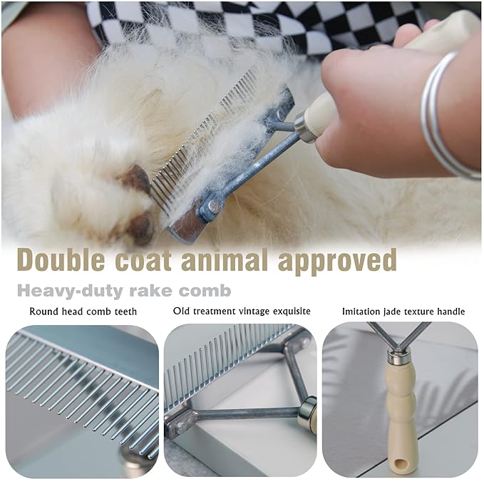 Undercoat Rake for Dogs, Grooming Rakes Brushes for Shedding Long Hair Coats Husky, German Shepherd, Golden Retriever, Long Tooth Removes Loose Hair Tangles