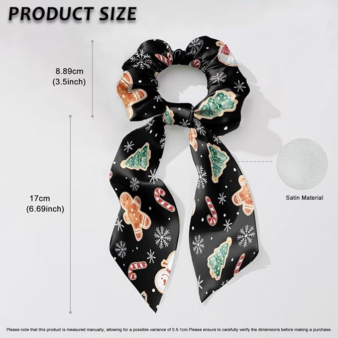 COEQINE Small Dog Bandanas Christmas Bandana for Dogs with Black Pink Hair Tie for Women Holiday Costume Gingerbread People Black Xmas Decor Pattern Triangle Bibs Scarf Accessories
